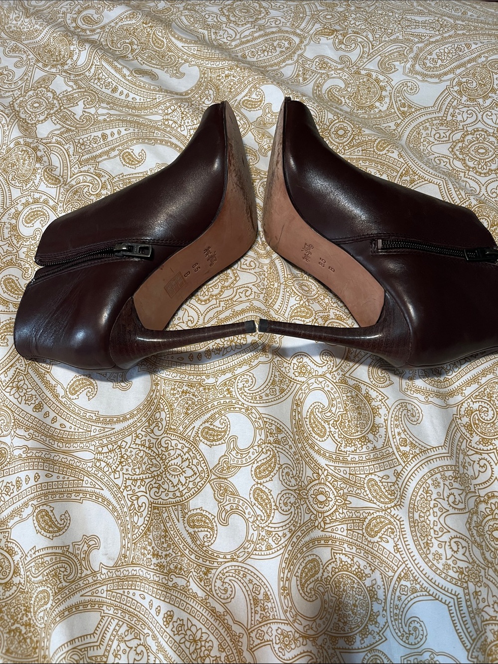 Coach Brown Leather Peep-Toe Mules with Braided Front - Picture 5 of 10